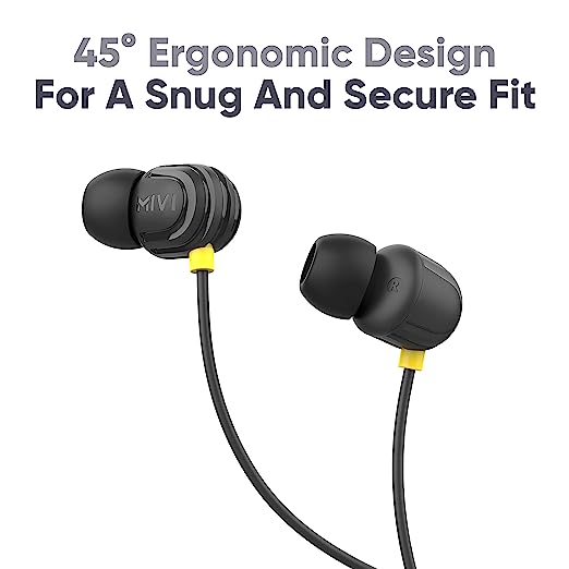 Mivi Rock and Roll E5 Wired In Ear Earphones with HD Sound and Extra Powerful Bass with Mic, Tangle Free & Extra Length Cable | Earphones for Mobile | Black Mivi Rock and Roll E5 Wired In Ear Earphones with HD Sound and Extra Powerful Bass with Mic, Tangle Free & Extra Length Cable | Earphones for Mobile | Black